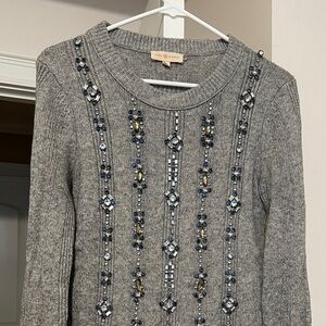 Tory Burch Grey Sweater with Rhinestones